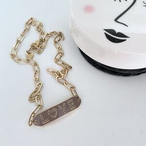 Marlyn Schiff Love Plate Gold Link Necklace